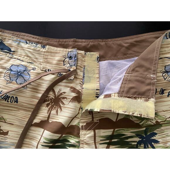 H&M Swimwear Yellow Tropical Island Theme Swim Shorts sz M - Picture 4 of 11